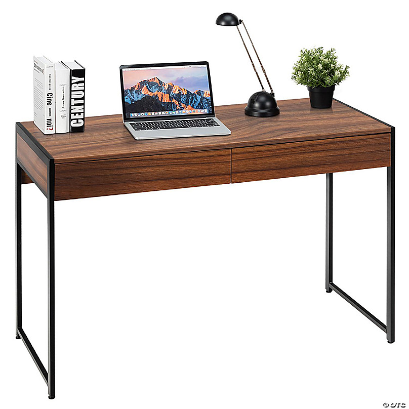 Costway Computer Desk Wooden Writing Desk Modern Home Office Workstation PC  Laptop Table for Small Space White