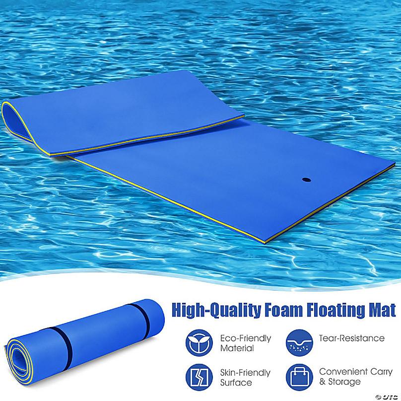 Costway 3-Layer Floating Water Pad 12' x 6' Floating Oasis Foam Mat Orange