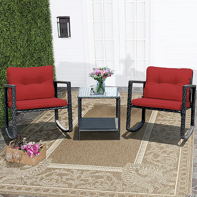 Costway 3pcs rattan coffee deals table set