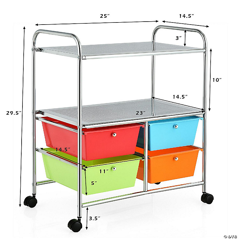 10-Drawer Rolling Storage Cart - Costway