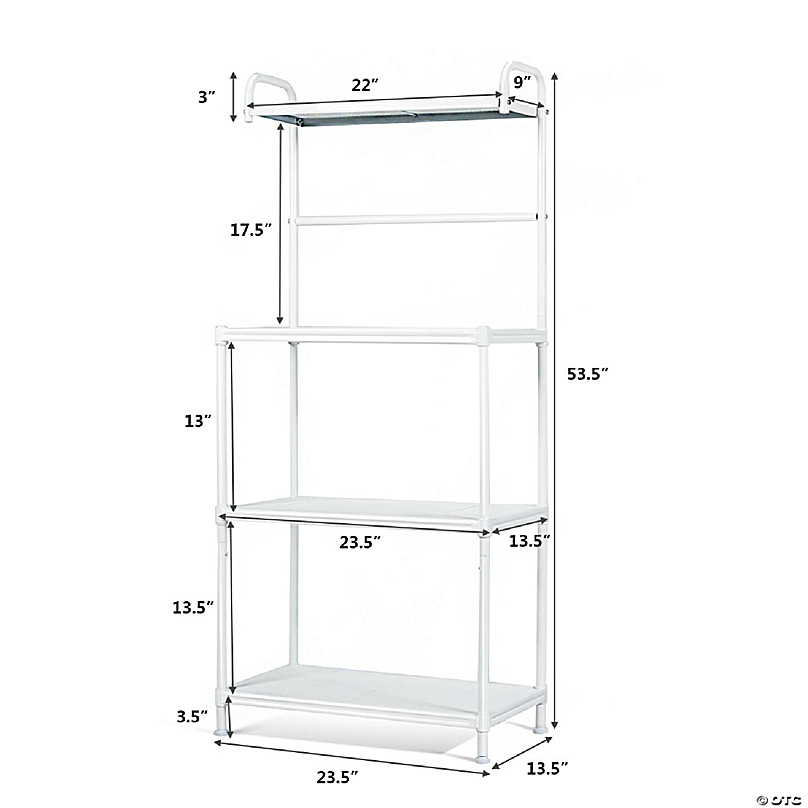 4-Tier Kitchen Microwave Storage Rack with Metal Shelves - Costway