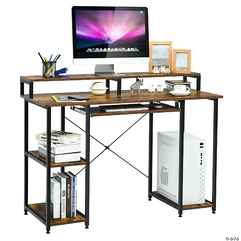 63 Computer Desk with Drawers, Office Desk with Keyboard Tray and Monitor  Shelf, Writing Desk, Study Table with CPU Stand & Storage Shelves, Black 