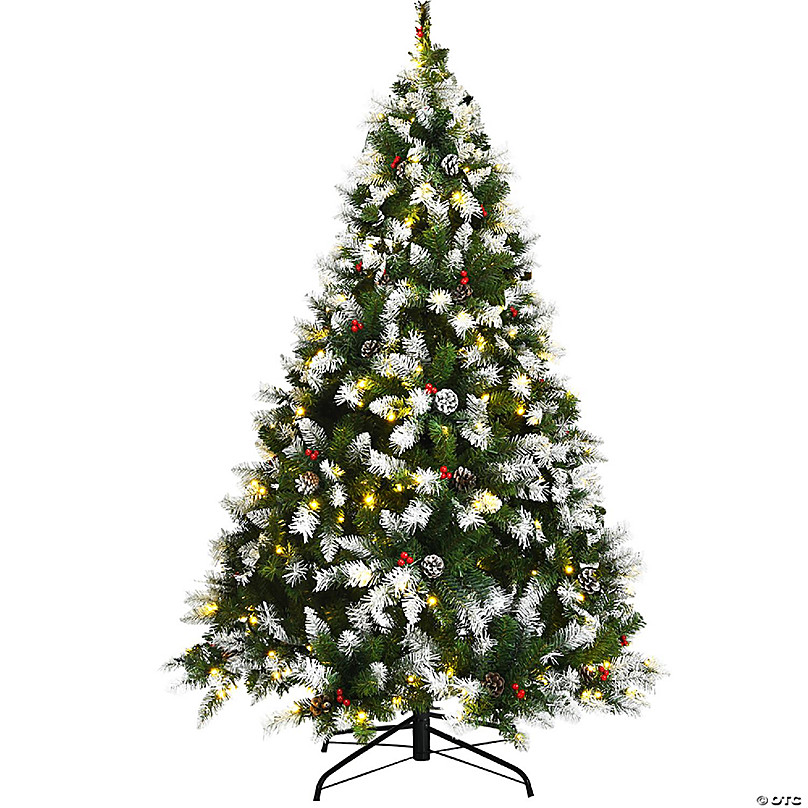 Costway 6ft Pre-lit Snowy Christmas Tree 818 Tips w/ Pine Cones