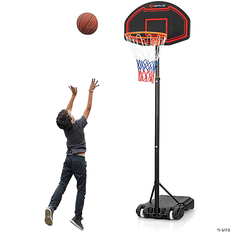 Costway Adjustable Kids Basketball Hoop Stand W/Durable Net Shatterproof  Backboard Wheel