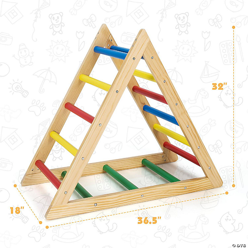 Costway Climbing Triangle Ladder, Wooden Triangle Climber, Educational ...