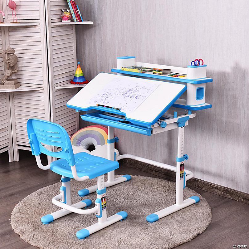 Height Adjustable Kids Study Desk and Chair Set - Costway