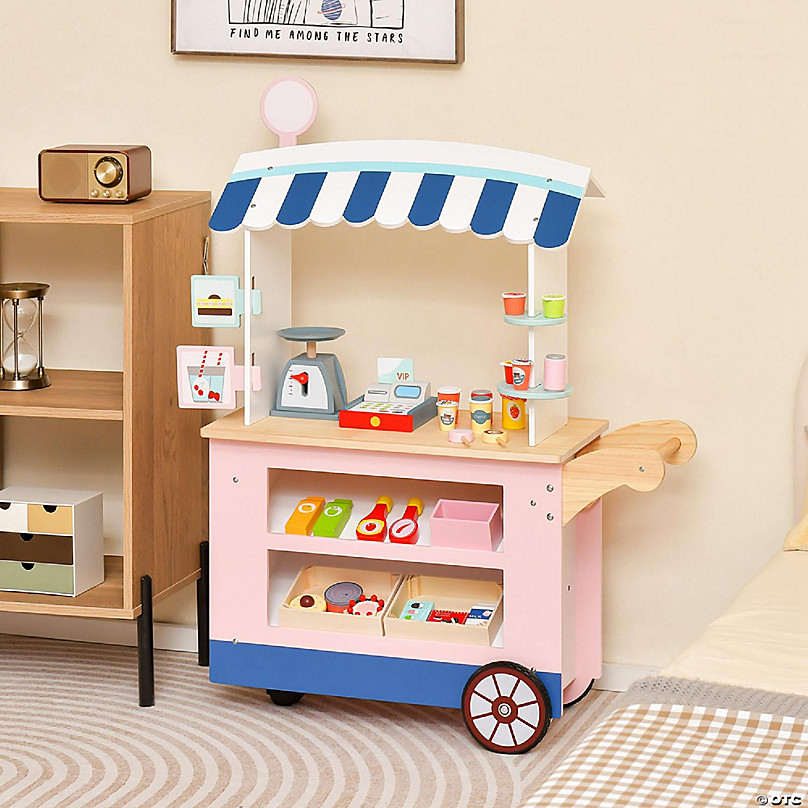 Costway Kid's Ice Cream Cart Food Trunk Play Toy Set with Display