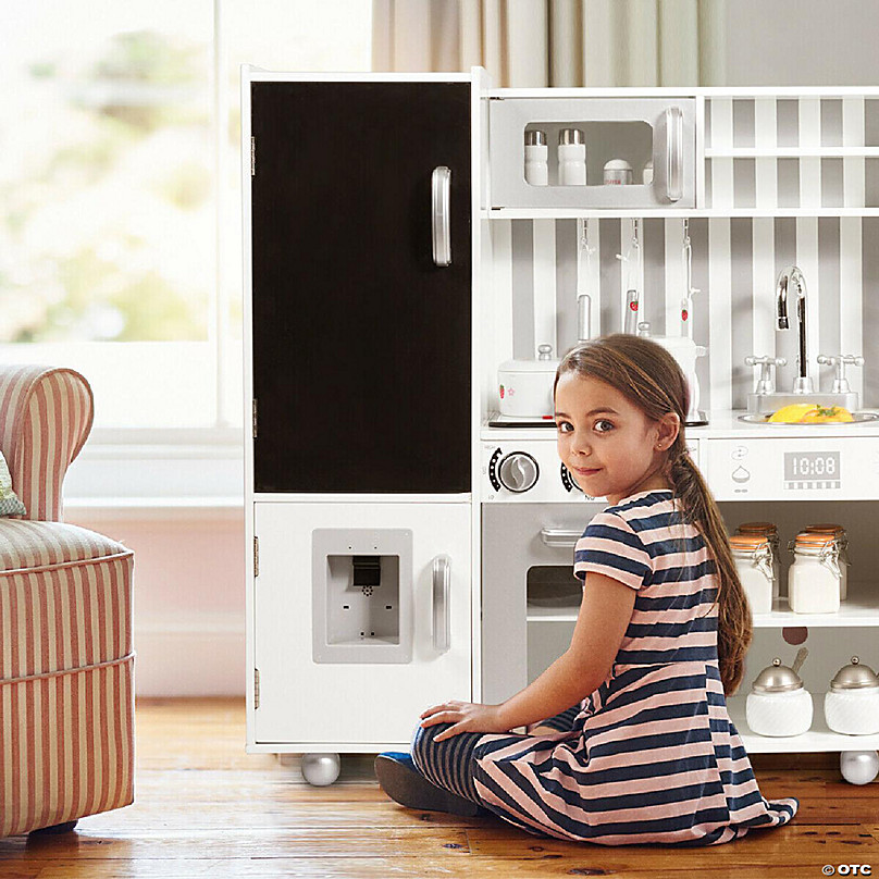 White Pretend Wooden Kitchen Playset for Kids and Children