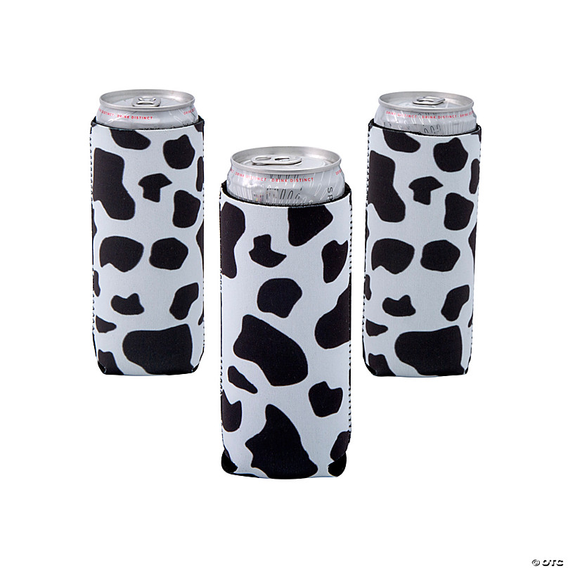 Cow Print Premium Slim Fit Can Coolers - 12 Pc. | Oriental Trading