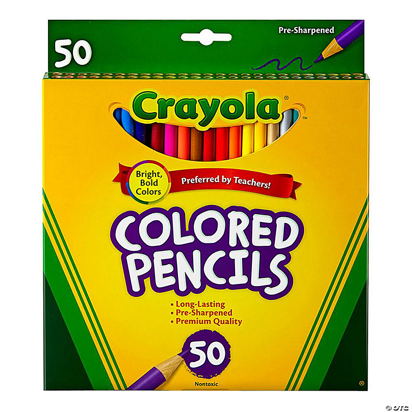 Crayola Colored Pencils, Full Length, Assorted Colors, 50 Per