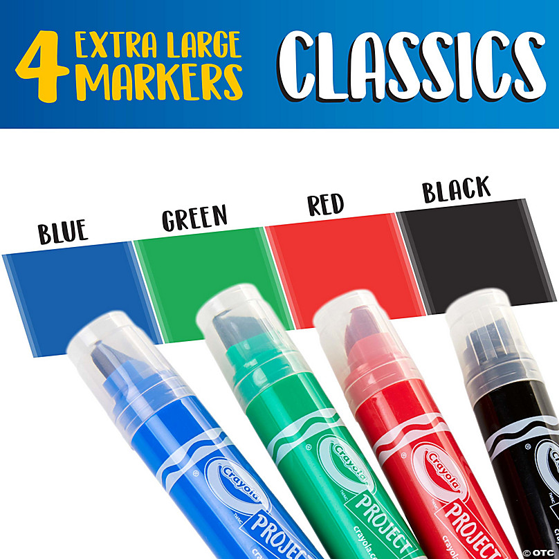 Crayola Project XL Poster Markers, Bright, 4 Pieces 