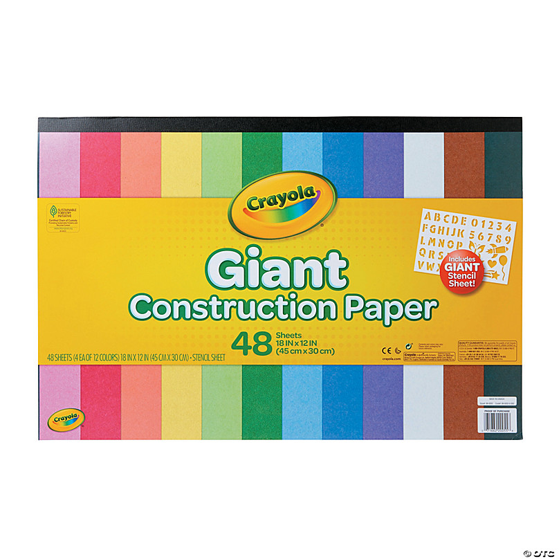 Crayola® Assorted Colors 18 x 12 Giant Construction Paper Pad with  Stencil Sheet - 48 Pc.