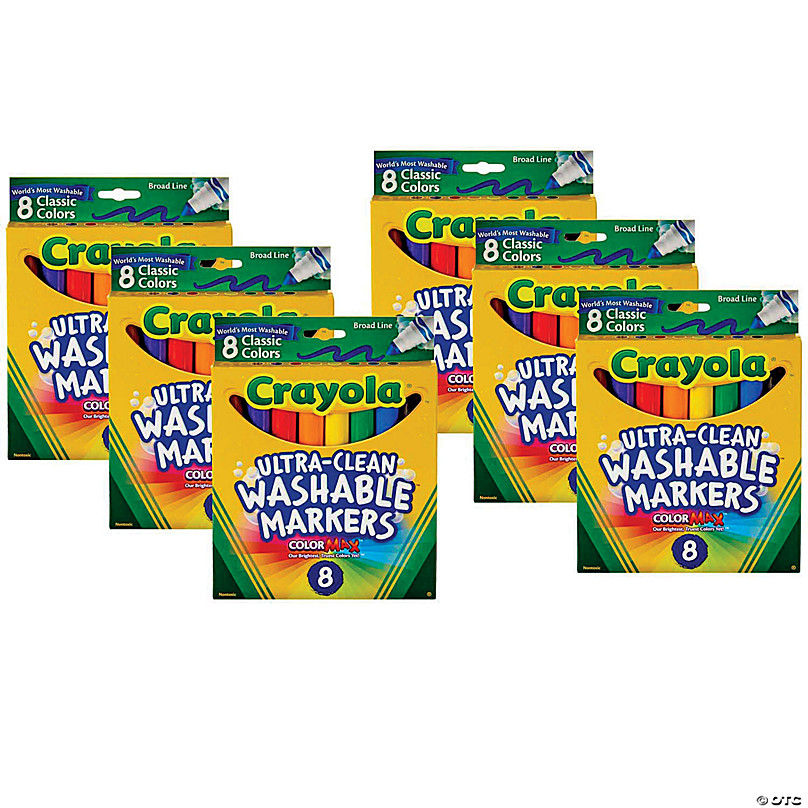 Crayola Broad Point Washable Markers 8 Markers Classic Colors Pack of 6