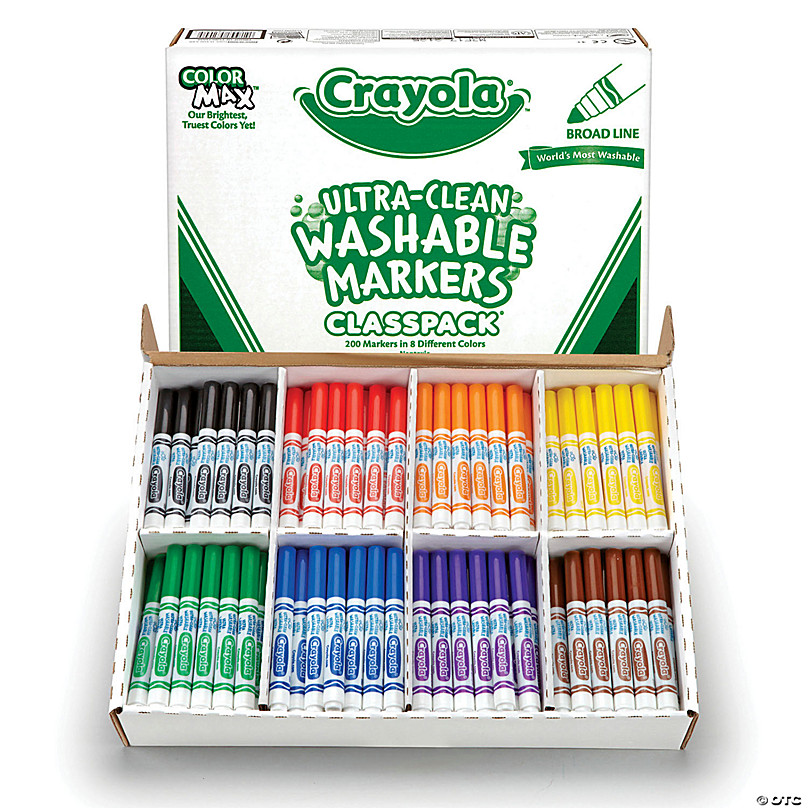 Crayola Ultra-Clean Washable Markers Classpack, Broad Line, 8