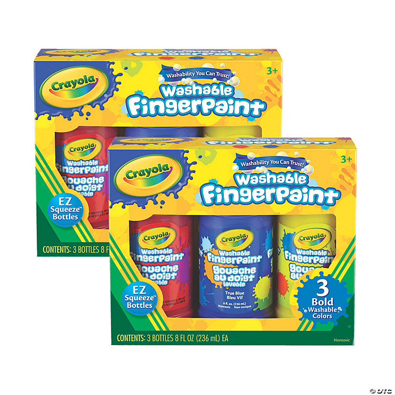 Crayola Washable Finger Paint 8oz 3 Pk Primary Colors Red Blue Yellow  EZ-Squeeze