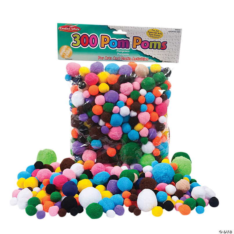 Pom Poms, Assorted Sizes & Colors- Set of 900