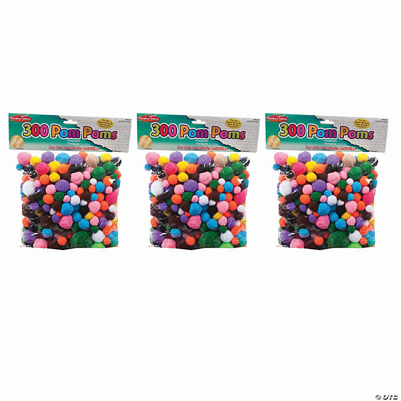 Art And Hobby Assorted Colors Sizes Of Craft Pompoms Stock Photo