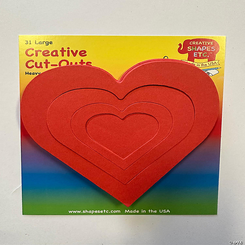 Heart Large Assorted Color Creative Cut-Outs- 5.5” 