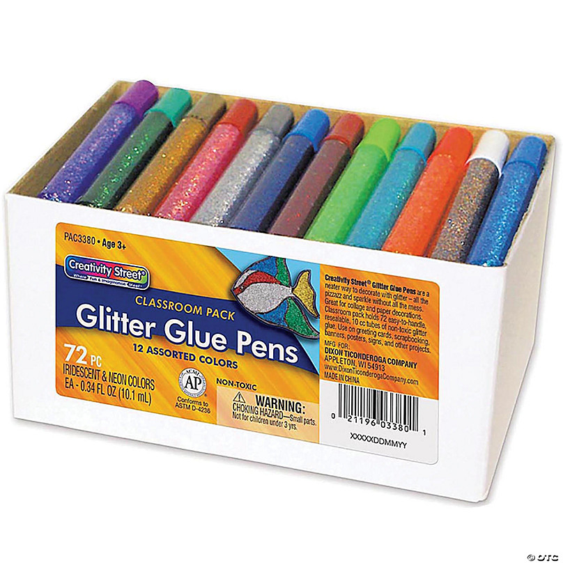 Creativity Street Glitter Glue Pens, Classroom Pack, Assorted Iridescent &  Neon Colors, 0.34 fl. oz., 72 Pens
