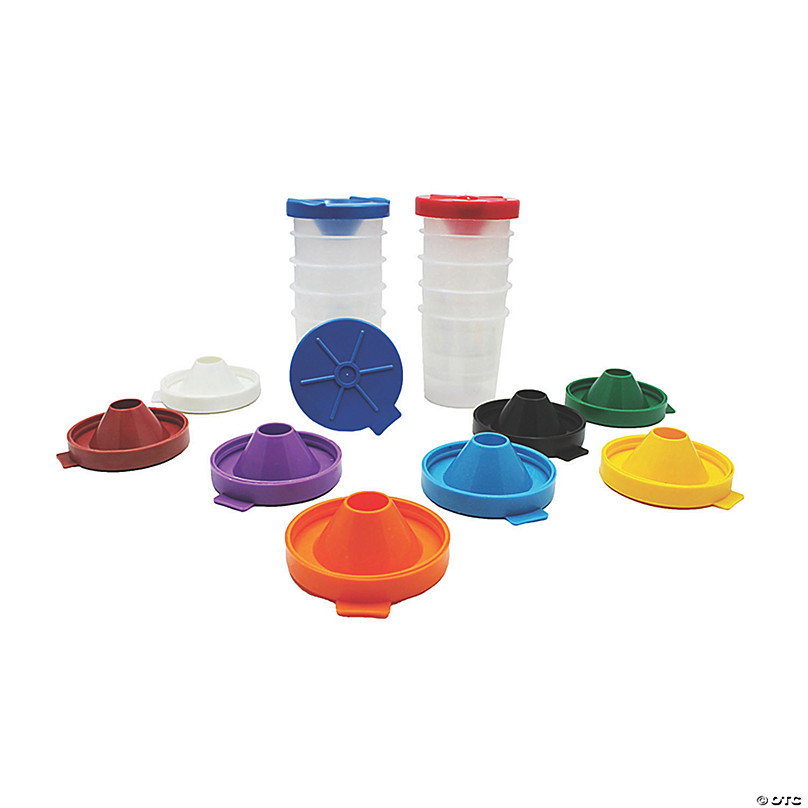 No-Spill Round Paint Cups With Colored Lids, 3 Dia., 10 Per Pack, 2 Packs