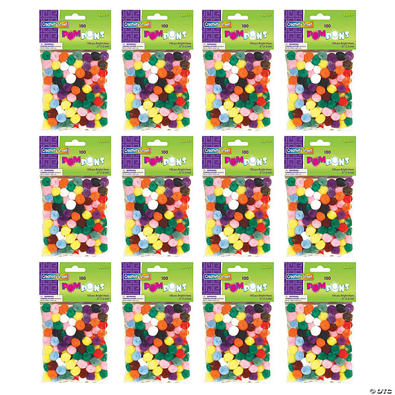 Charles Leonard Pom Poms Assorted Hot Colors 50 Pom Poms Per Pack