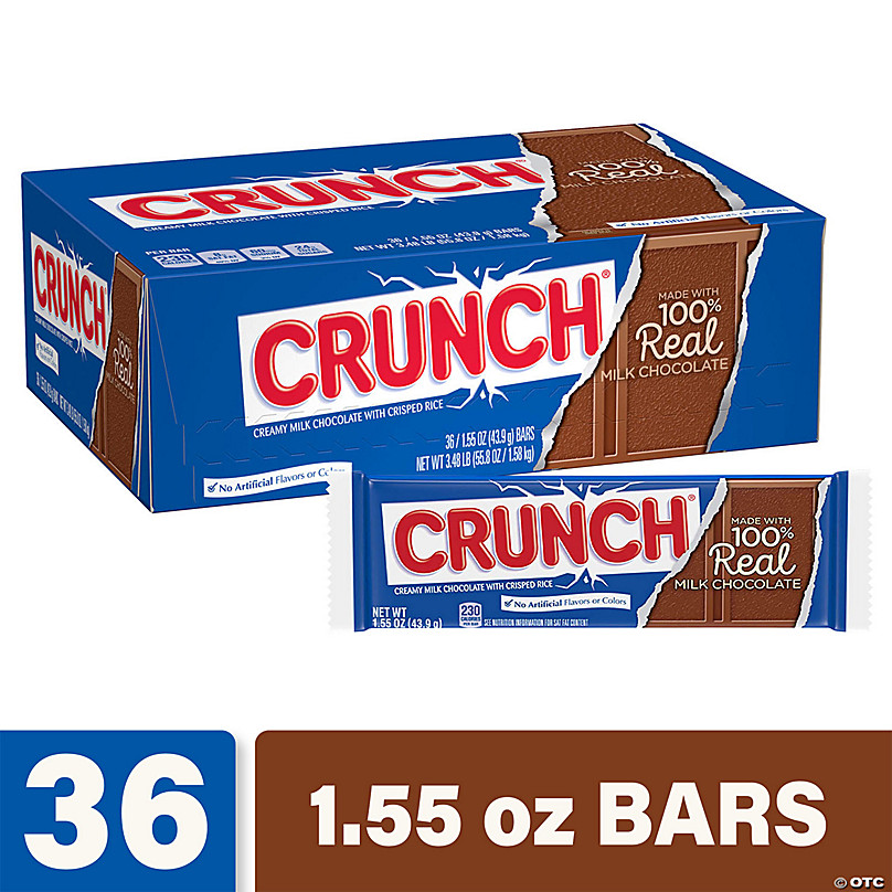 CRUNCH Full Size Milk Chocolate Bar, 1.55 oz, 36 Count