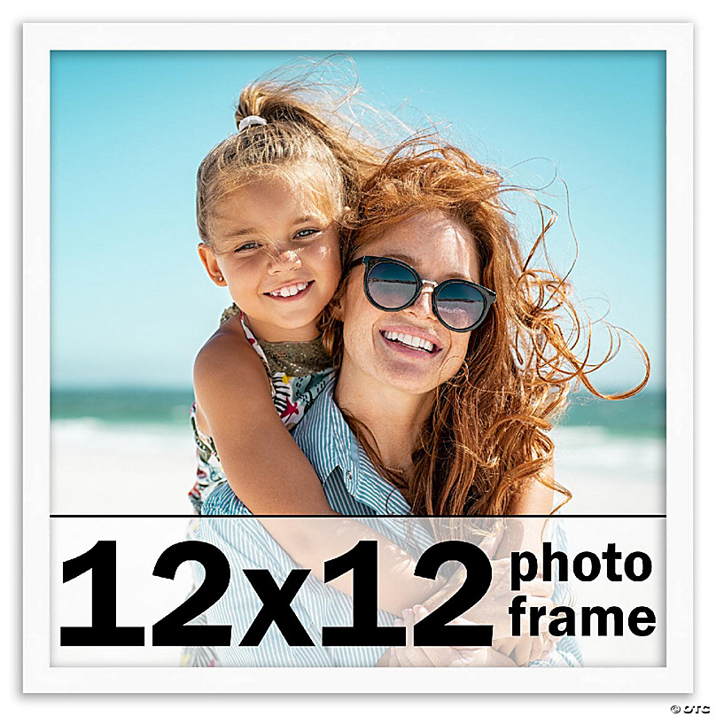 CustomPictureFrames.com 12x12 Frame White Solid Wood Picture Frame Includes  UV Acrylic Front Acid Free Foam Backing Board Hanging Hardware no Mat