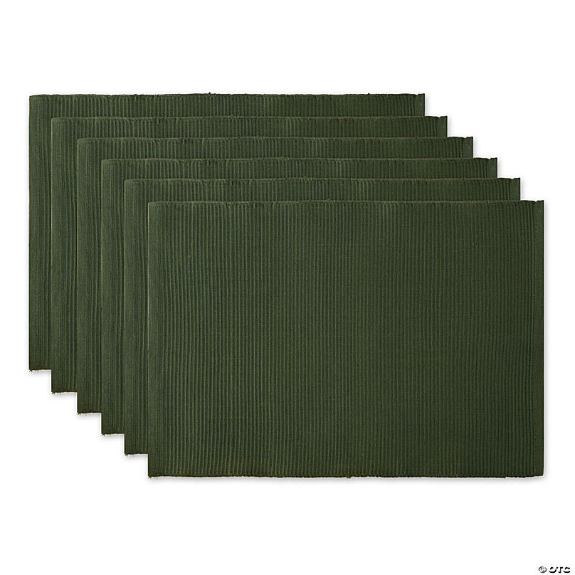 Dark Green Ribbed Placemat Set Of 6 Oriental Trading   Dark Green Ribbed Placemat Set Of 6~14349228 