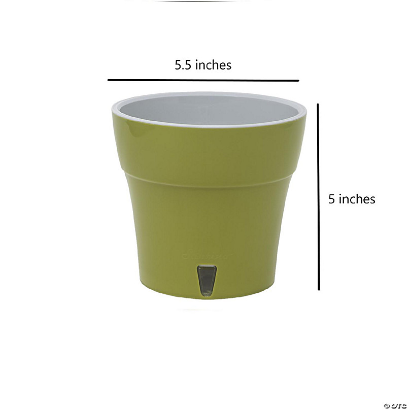 Decopots Plastic Round Modern Flower Pot with Drainage Planter, Olive ...