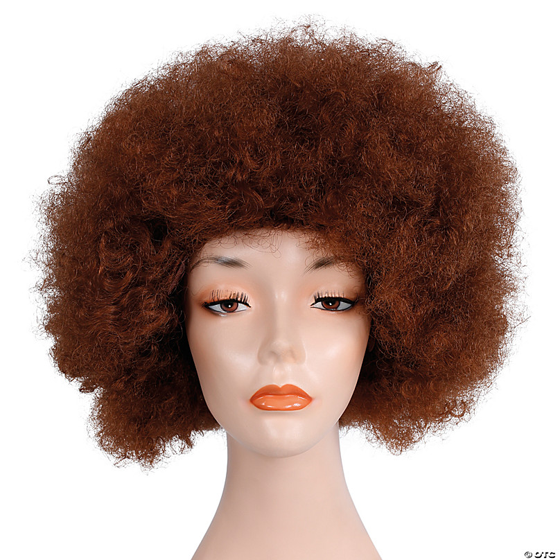  Bob Ross Brown Costume Afro Wig, Synthetic Curly Hair