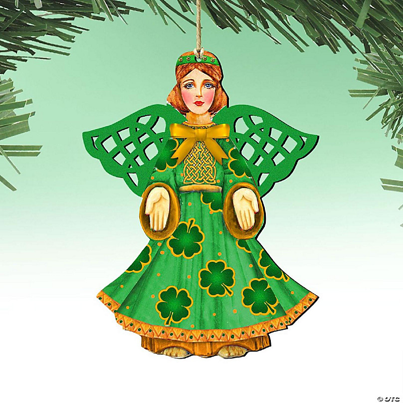 Designocracy Woodland Angel Deer Wooden Ornaments of 2 by Gelsinger  Nativity Holiday Decor