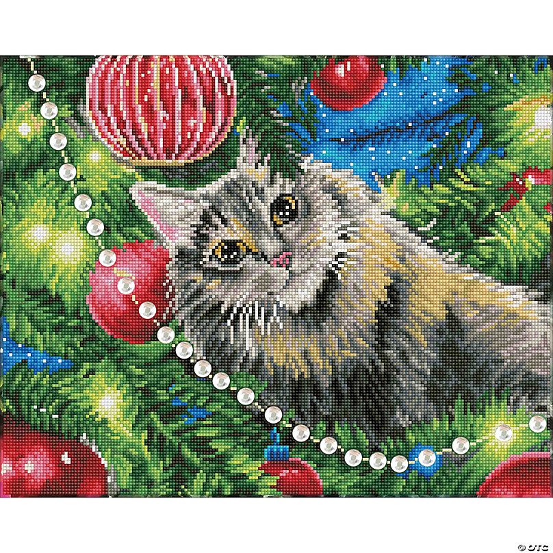 Diamond Art Kit 20x 16 Premium Christmas Cat