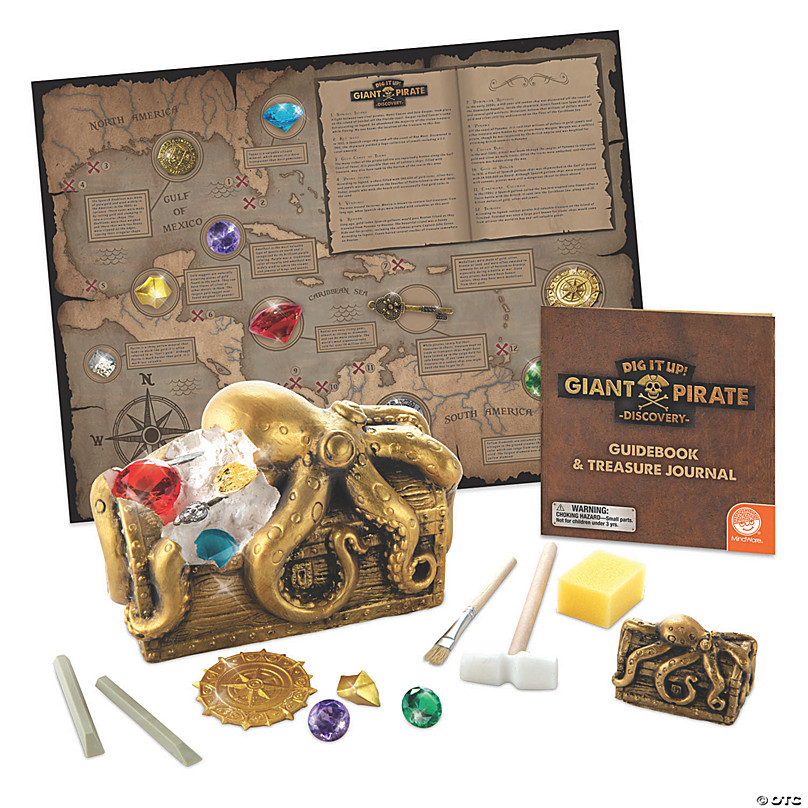 Pirates Dig For Treasure Chest Set Digging Excavation Kit Toy Caribbean Gold New 