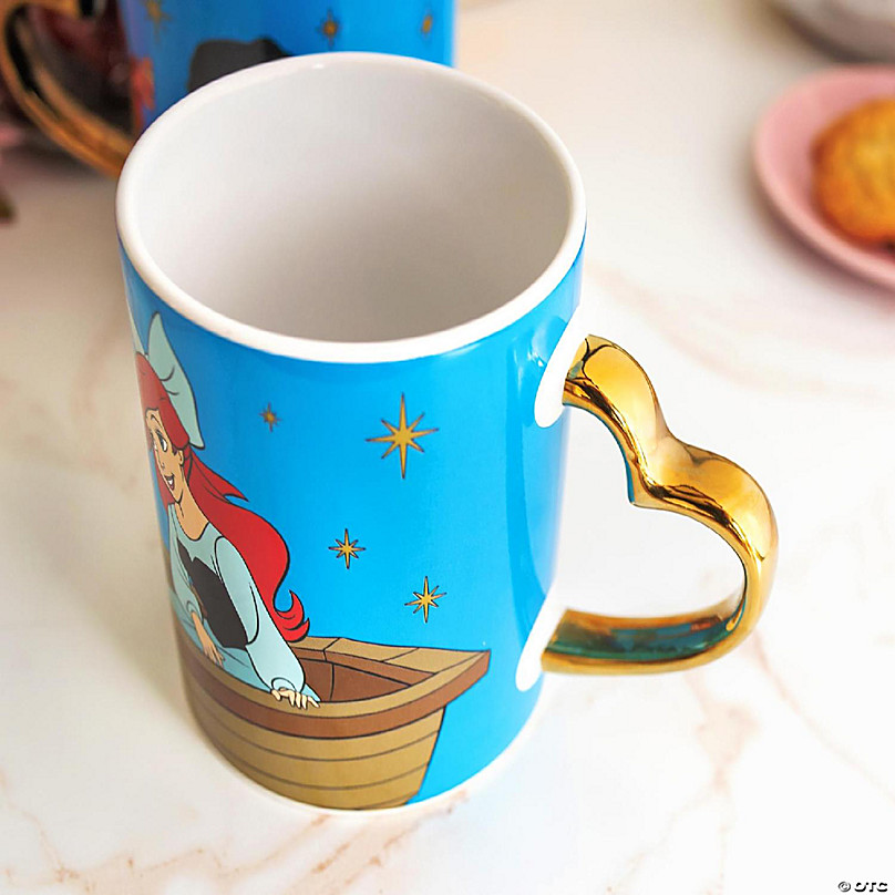 Disney Ariel and Eric 14-Ounce Heart-Shaped Handle Ceramic Mugs | Set of 2