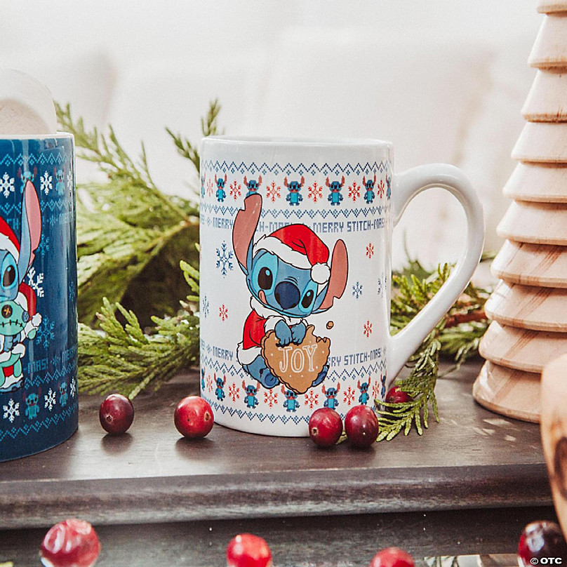Silver Buffalo Disney Lilo & Stitch Holiday Cheer Ceramic Mug With Lid |  Holds 18 Ounces