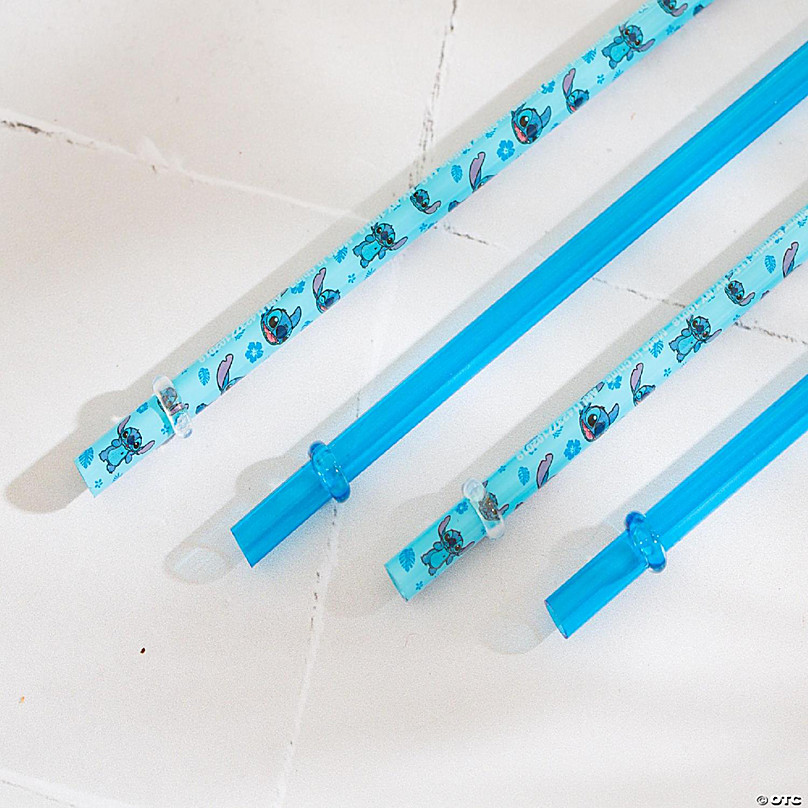 Lilo & Stitch Sketch Flower Toss 4-Piece Reusable Plastic Straw Set