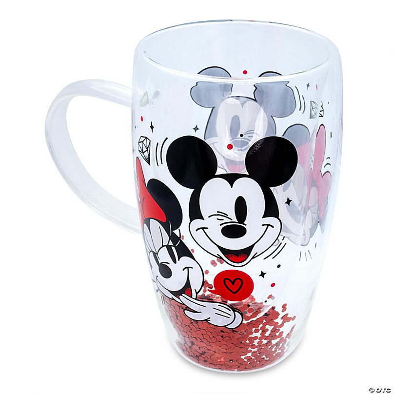 Disney Mickey and Minnie Hearts & Diamonds Confetti Glass Mug | Holds