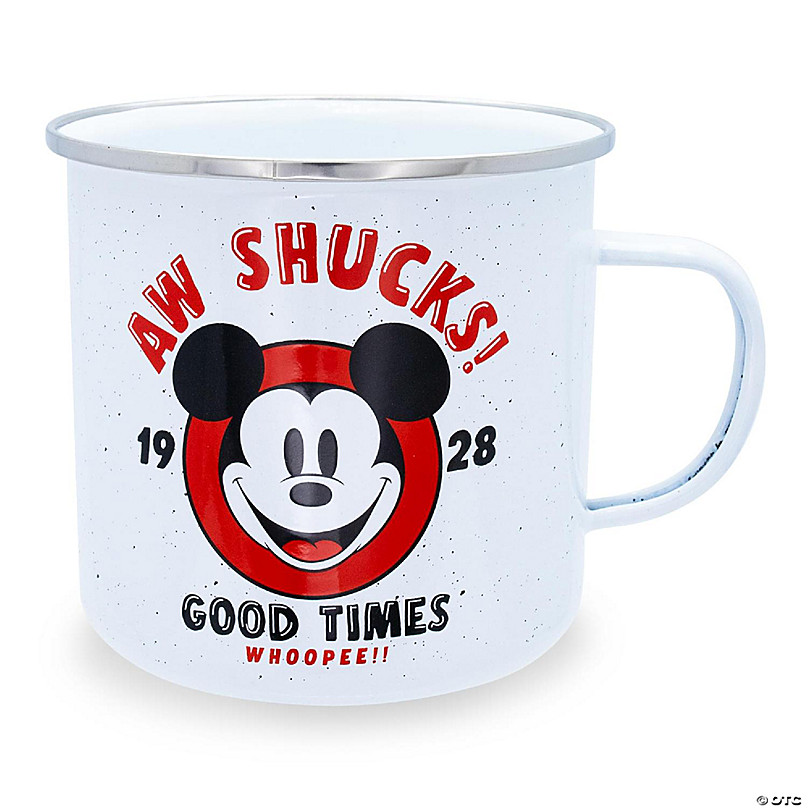  Disney Mickey Mouse Red-Striped Ceramic Soup Mug With Spoon