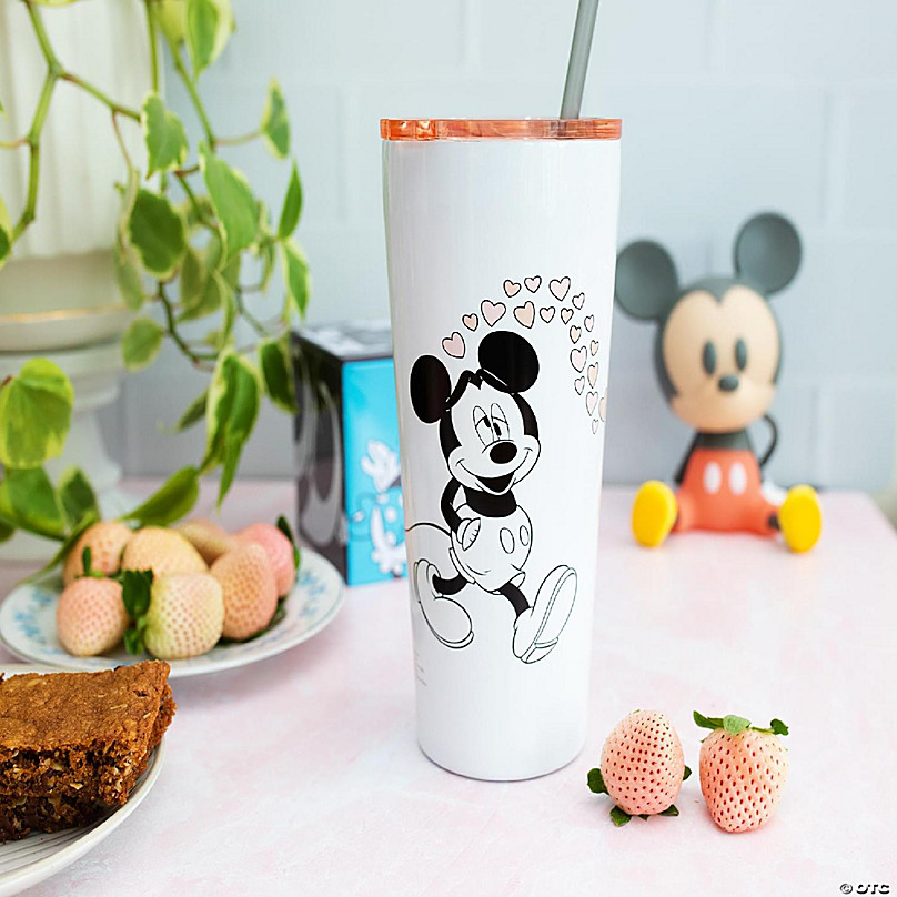 Silver Buffalo Disney Peace Love Mickey Mouse Glitter Handle Glass Mug |  Holds 14 Ounces