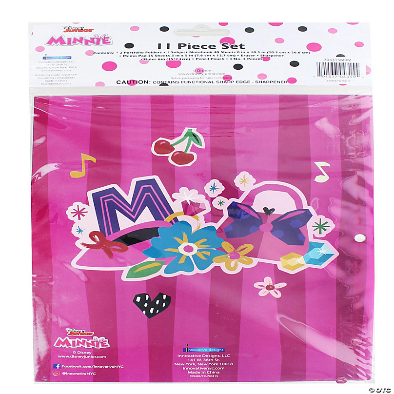 Disney Jr. Minnie, Stationary Set School Supplies For Girls, 11 Piece Set