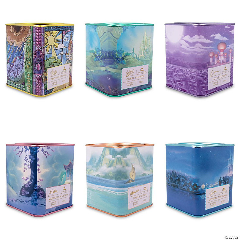 Disney Princess Home Collection 10.5oz Tea Tin Candle Set of 6