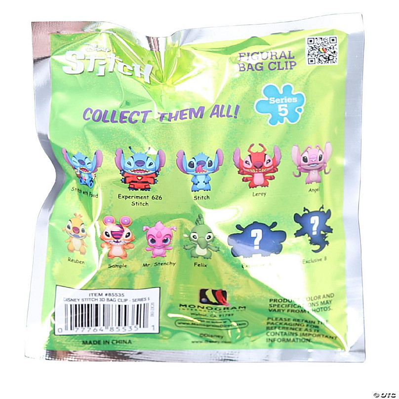 Disney Stitch Series 5 3D Foam Bag Clip 1 Random