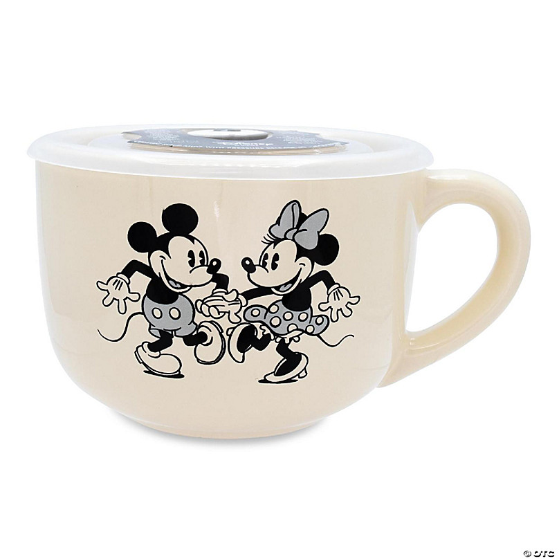 Disney Mickey Mouse Red-Striped Ceramic Soup Mug With Spoon | Holds 24  Ounces
