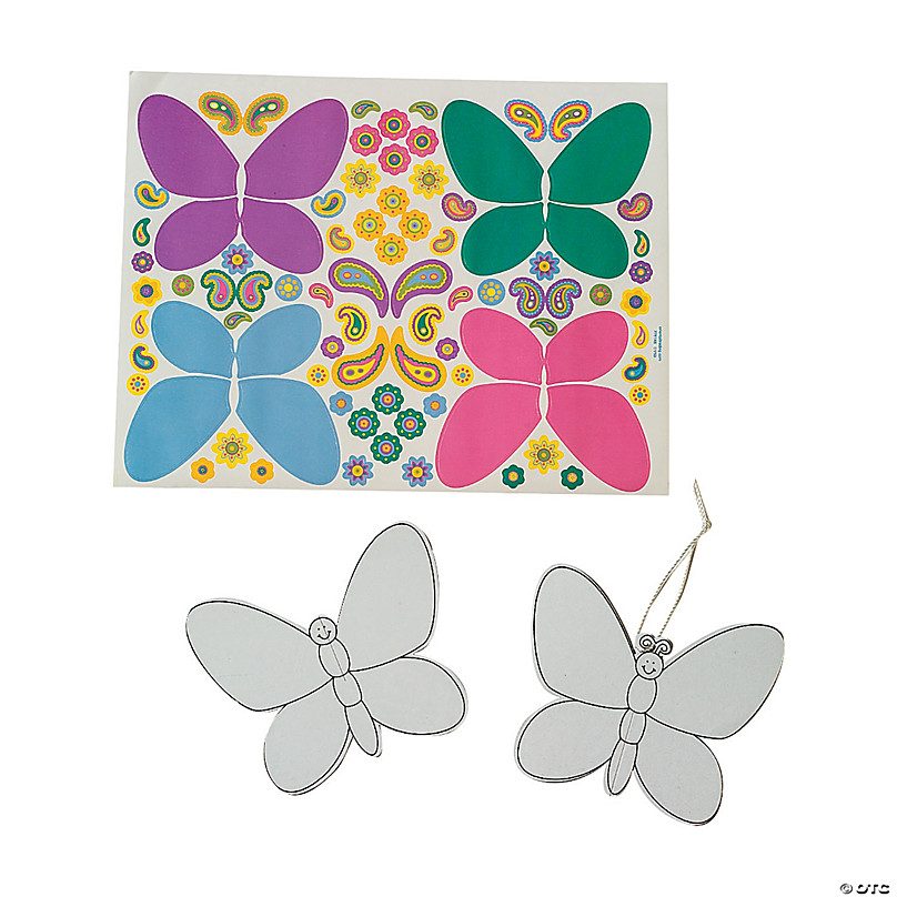 DIY 3D Butterfly Ornaments with Stickers - 12 Pc.