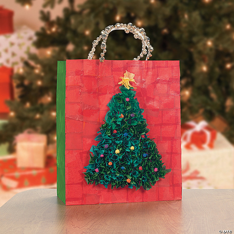 White Christmas Tree Personalized Holiday Gift Bags