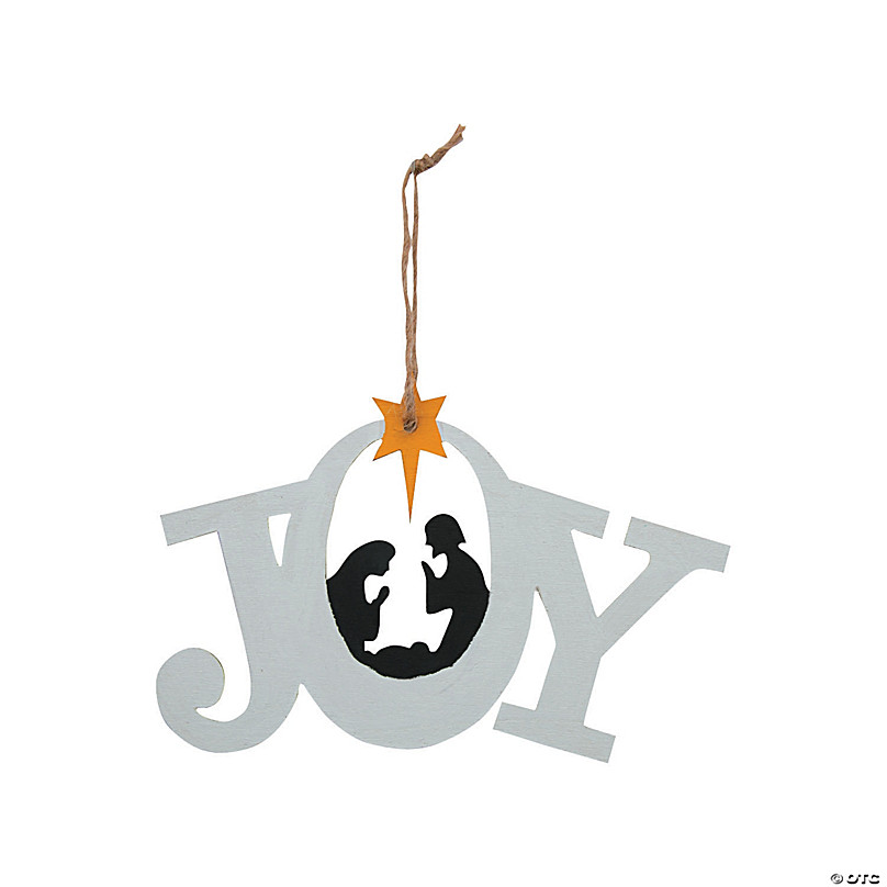 DIY Unfinished Wood Joy Nativity Christmas Ornaments - 12 Pc