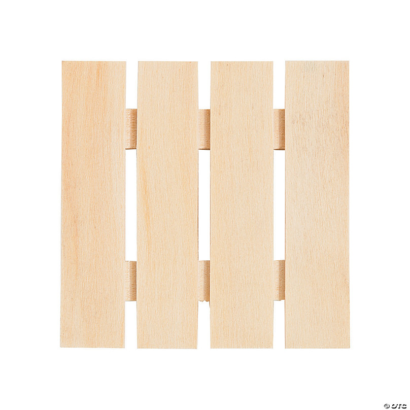 Plaid Unpainted Wood Surface, Square Coasters Set, 4 Piece, 4 x 4