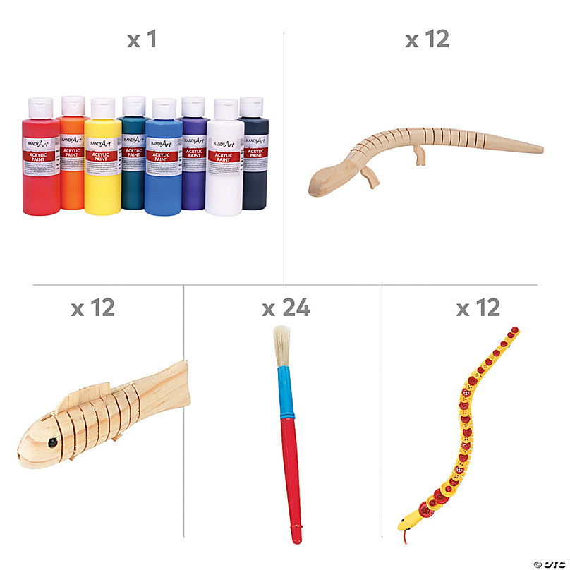 DIY Unfinished Wood Wiggle Animals Craft Kit - Makes 36 | Oriental Trading