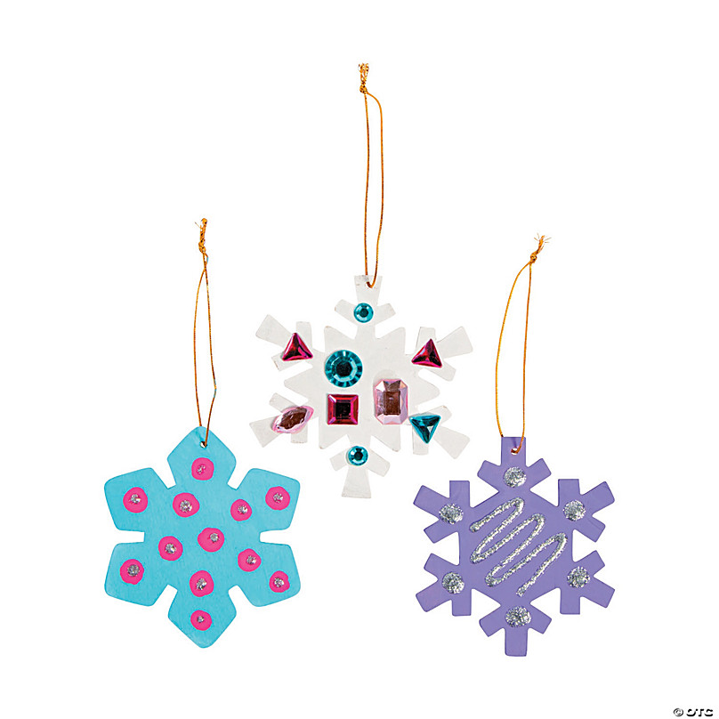 DIY 3D Unfinished Wood Snowflake Ornaments - Makes 12