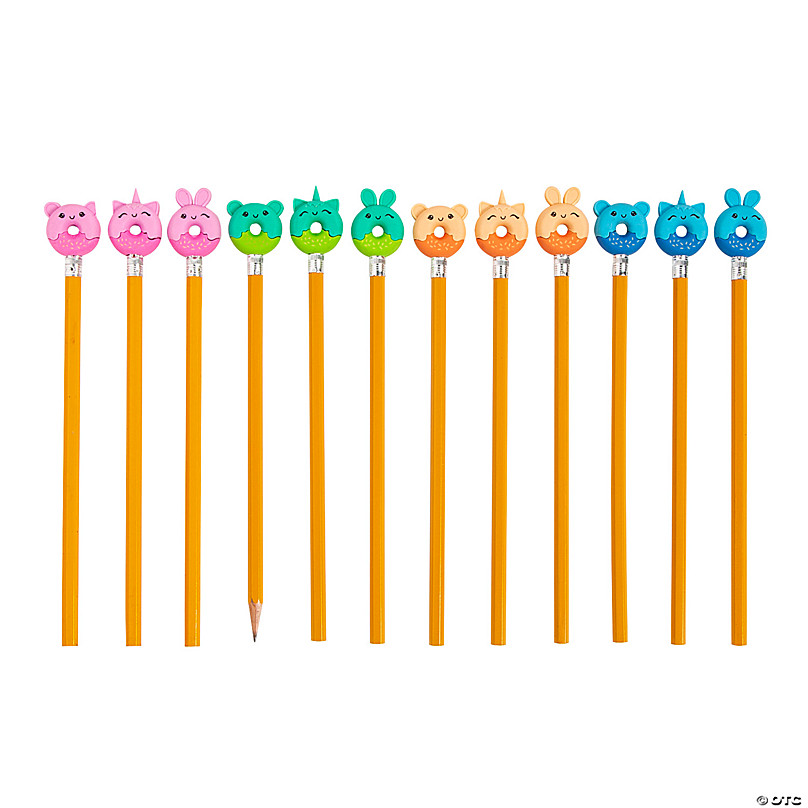 24 Pieces Donut Animal Eraser Pencil Toppers - Stationery 24 Pc 